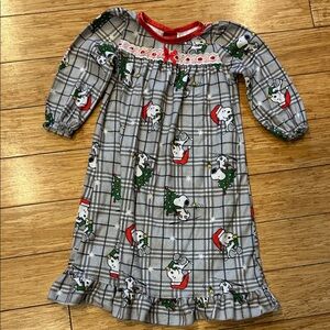 Peanuts Gray Nightgown with Festive Cottagecore Christmas Snoopy Print 2T